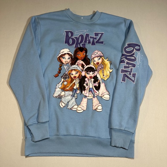 Bratz Winter Girls Sweatshirt Y2K Blue Crewneck MGA Official 2000s Sm Cozy Vibes - Picture 1 of 10